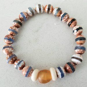 Boho Tibetan Agate Beaded Stretch Bracelet